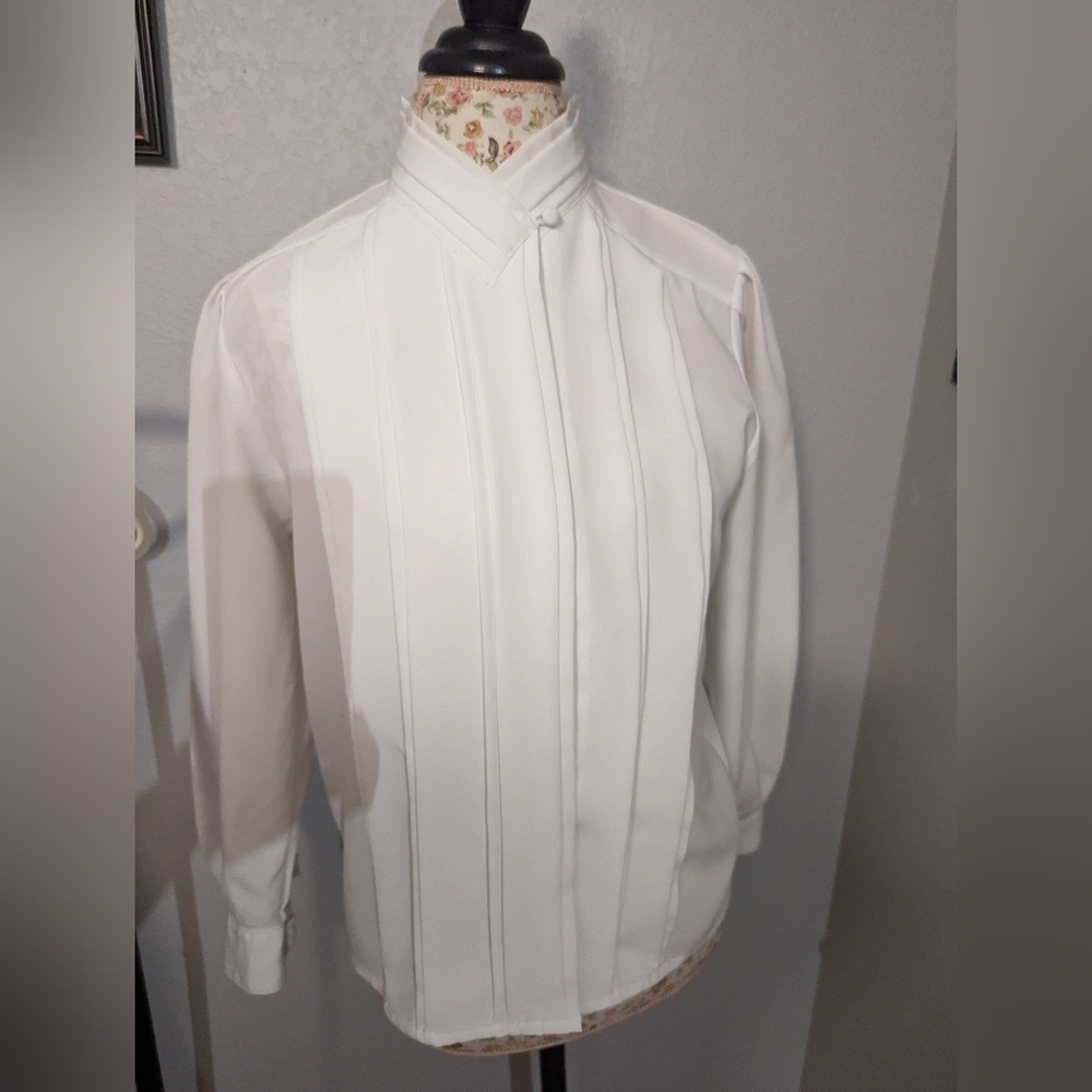 Yves Saint Clair Petites White Vintage Blouse